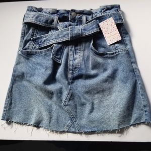 Free People East of Eden Denim Paper Bag Skirt